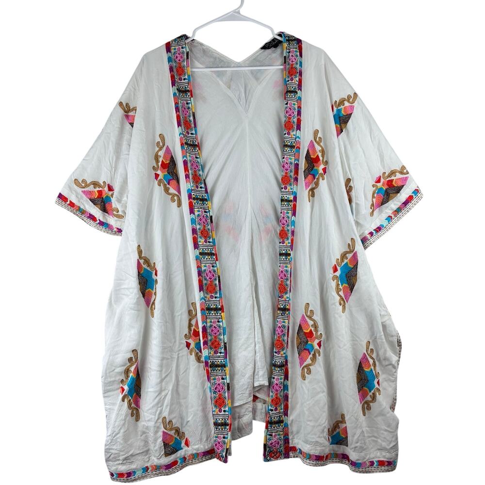RD & Koko Kimono Cardigan Womens Medium Embroidered Beach Beaded Boho Festival